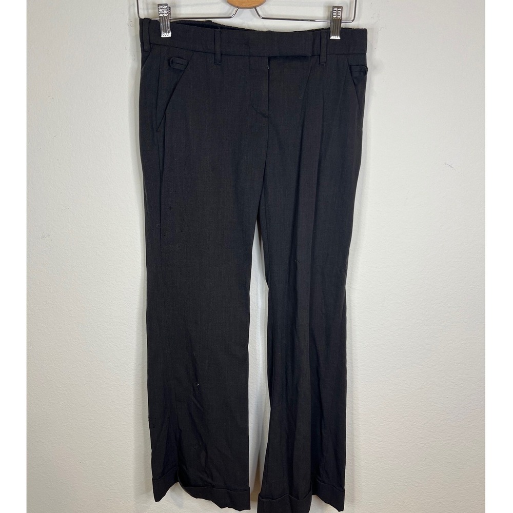 Prada Womens Trousers Cuffed Straight Leg Dark Grey Size 38